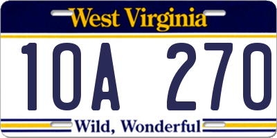 WV license plate 1OA270