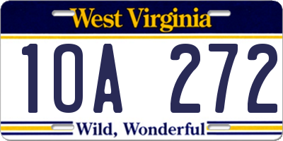 WV license plate 1OA272