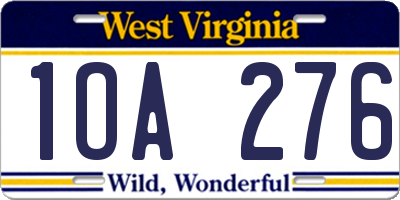 WV license plate 1OA276
