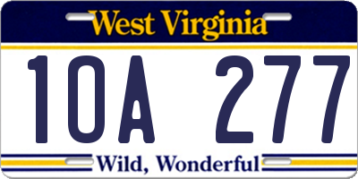 WV license plate 1OA277