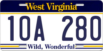 WV license plate 1OA280