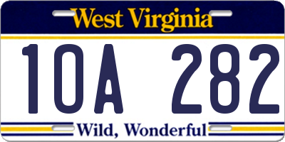 WV license plate 1OA282