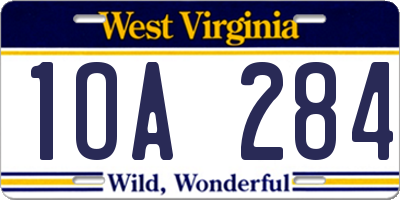 WV license plate 1OA284