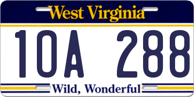 WV license plate 1OA288
