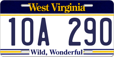 WV license plate 1OA290