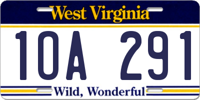 WV license plate 1OA291
