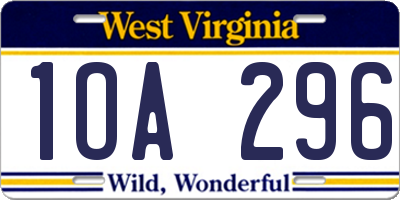 WV license plate 1OA296