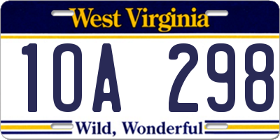 WV license plate 1OA298