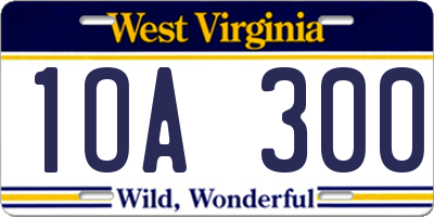 WV license plate 1OA300