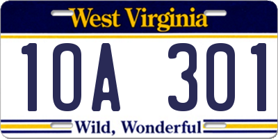 WV license plate 1OA301