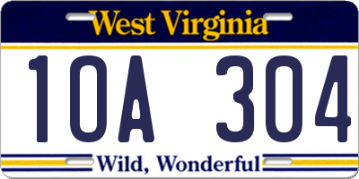 WV license plate 1OA304