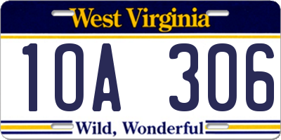 WV license plate 1OA306