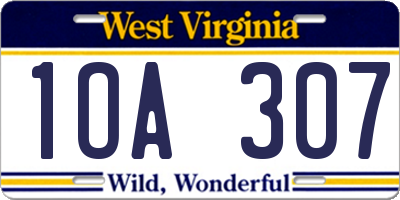WV license plate 1OA307