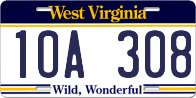 WV license plate 1OA308