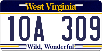 WV license plate 1OA309