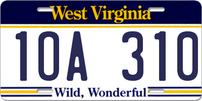 WV license plate 1OA310