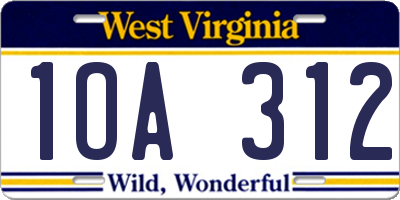 WV license plate 1OA312