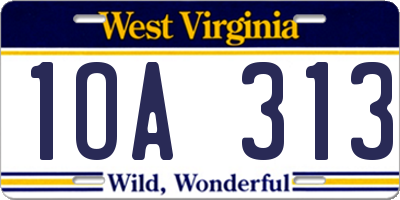 WV license plate 1OA313