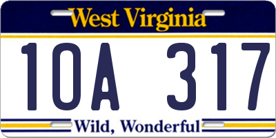 WV license plate 1OA317