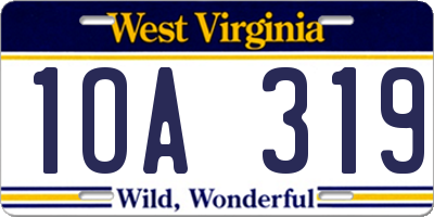 WV license plate 1OA319