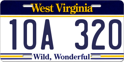 WV license plate 1OA320