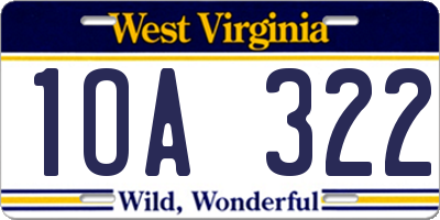 WV license plate 1OA322