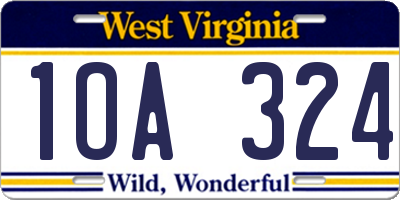 WV license plate 1OA324