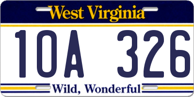 WV license plate 1OA326