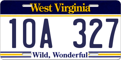WV license plate 1OA327