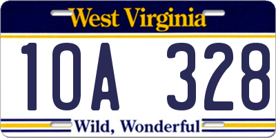 WV license plate 1OA328