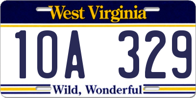 WV license plate 1OA329