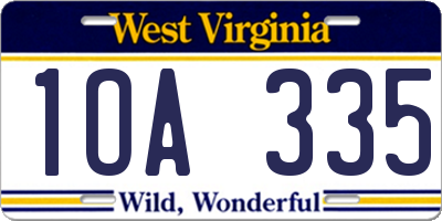 WV license plate 1OA335