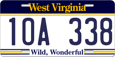 WV license plate 1OA338