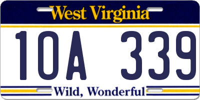 WV license plate 1OA339