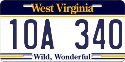 WV license plate 1OA340