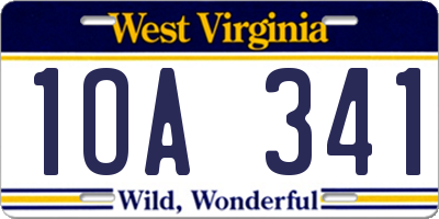 WV license plate 1OA341