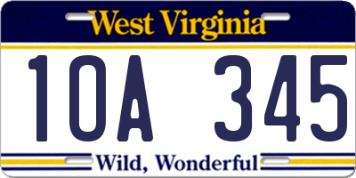 WV license plate 1OA345