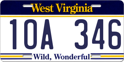 WV license plate 1OA346