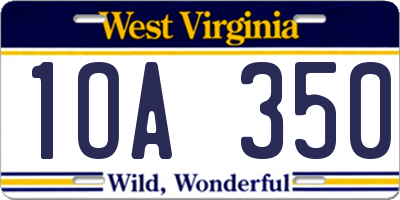 WV license plate 1OA350