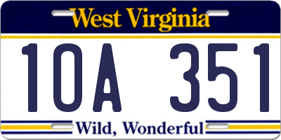 WV license plate 1OA351