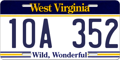 WV license plate 1OA352
