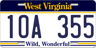 WV license plate 1OA355