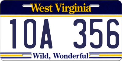 WV license plate 1OA356