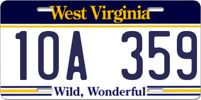WV license plate 1OA359