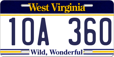 WV license plate 1OA360