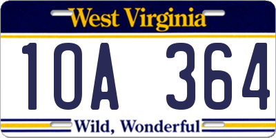 WV license plate 1OA364