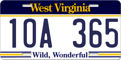 WV license plate 1OA365