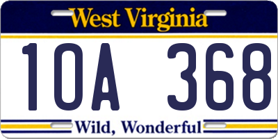 WV license plate 1OA368