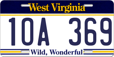 WV license plate 1OA369