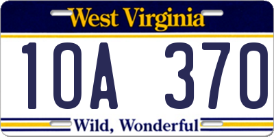 WV license plate 1OA370